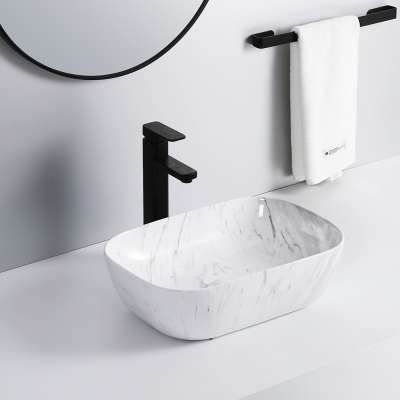 Hot sales ceramic sanitary ware sinks luxury design above counter mounted marble countertop basin