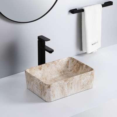 Marble simple design counter top mounted rectangular wash hand basins hotel handmade sink ceramic marble above counter basin