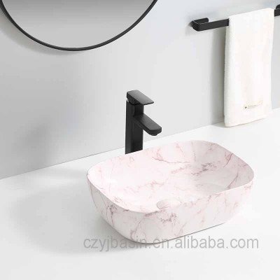 Home decoration european style sanitary ware hand marble ceramic art basins bathroom face basin