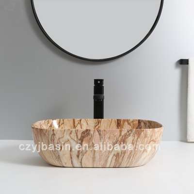 Wholesale customizable ceramic marble pattern above counter sink european style high-grade wash basin