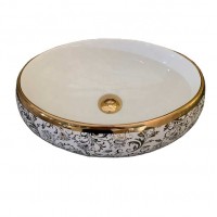 China Oval Shape  gold  Art Basin Wash Hand Bathroom  for hotel