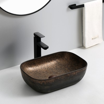 Modern hot sale practical bathroom sanitary ware matt black glazed handmade ceramic sink bowls artistic bathroom washbasin