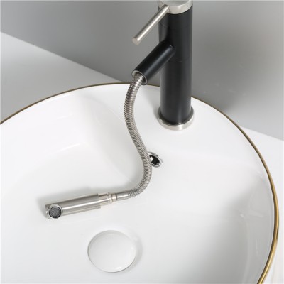 Pull-type sink mixer 304 stainless steel bathroom faucet with pull-out spout